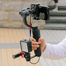 짐벌셀카봉 스마트폰짐벌 led조명 트리플 콜드 슈 마운트 마이크 비디오 라이트 세트 dji osmo mobile 3 2 zhiyun smooth 4feiyu vimble 2, 지도된 영상 빛을 추가하십시오