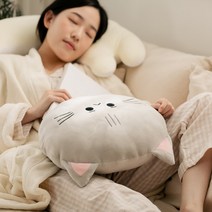안고자는 원형 인형 에어볼 말랑 쫀득 고양이 모찌 베개 쿠션 집순이 필수템, 연그레이