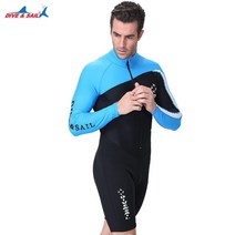 프리다이빙슈트 여성 웻 다이빙 잠수복 서핑 수상스키 슈트 DIVE & SAIL-1.5MM 네오프렌 잠수복 남성, 1개, 03 Long Sleeve Blue_05 XL