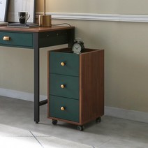 다우홈퍼니싱 무드 책상 서랍장 3단서랍장 딥그린/화이트, 무드 책상서랍장 딥그린