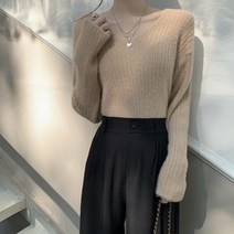 [레티고] 데일리 캐주얼 브이넥 퍼 니트