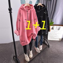 JUSTFEELING 1+1 150kg까지 빅사이즈 기모 캐주얼 후드 롱 맨투맨 주즈핏 긴팔 티셔츠 상의 3XL까지