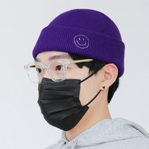 팸드님 골지 남녀공용 숏 비니 이모티콘 스마일 자수 모자