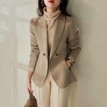 라오농 여성 가을 허리 슬리밍 경력 버클 울 정장 재킷 조수