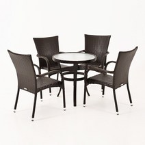 야외 테이블과 의자 등나무 발코니 5 피스 세트, 02 As shown