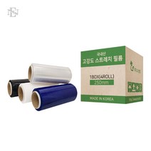 (국내산 미니 스트레치필름) 공업용랩 미니랩 이사 포장 소포장, 미니랩 청색 25T-200M, 250mm (1박스 4롤)