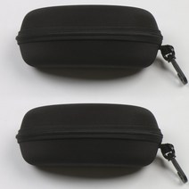 멜라크메 소프트 가죽 휴대용 라운드 블랙 하드 케이스 선글라스집 안경집 2개 세트