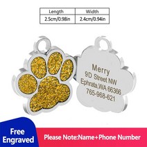강아지네임택 개를 위한 맞춤형 주소 태그 Id 새겨진 목걸이 고양이 이름표 애완 동물, 09 gold dog tag