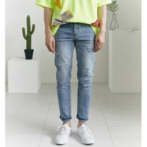 데미지 구제 슬림 스판 청바지