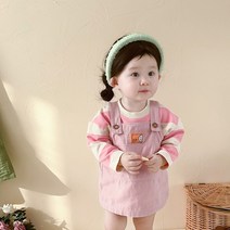 [당일발송]베스더스 유아 여아 핑크 단가라 티 멜빵 치마 상하세트