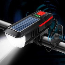 Fowod 자전거라이트 전조등 태양광충전 USB 충전식 전조등 전자벨 겸용, 녹색, 1개