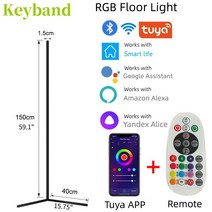 led스탠드 Tuya 와이파이 RGB 코너 램프 원격 LED 플로어 스탠드 조명 음성 제어 Alexa Google Assistant, 04 AU Plug_02 White_01 1500mm