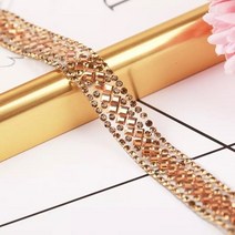 resen 혼합 스타일 hotfix rhinestone tape trim glitter, 1.3cm-lt.토파즈, 1야드