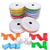 attizone 골직스티치 리본 3사이즈 13칼라 포장/데코리본, 골직스티치-25mm, 13. 진노랑