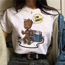 Marvel 카툰 캐릭터 아이 앰 그루트 그래픽 여성 티셔츠