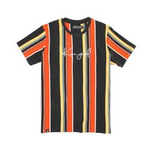 캉골 스트라이프 반팔티셔츠 Black Red Stripes