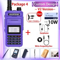 용 건설현장 무전기 BAOFENG UV999 프로 맥스 10W 999 채널 듀얼 밴드 CB 라디오 C 타입 충전기 장거리 햄 워키 토키 양방향 222218, V2 Dark Purple 4_Usb plug