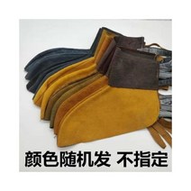 소가죽 전기 용접 발커버 고온 단열 다리 보호 용품, 짧은 소가죽 1쌍 무작위 색상