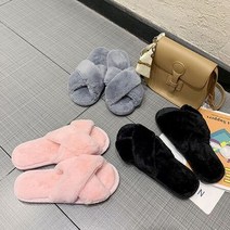 여성 겨울철 따스하고 사랑스러운 밍크털 슬리퍼W95F7A3
