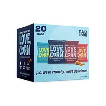 LOVE CORN 바다 소금 훈제 BBQ 소금 식초 하바네로 맛있는 바삭한 옥수수 스낵 Fab Four 버라이어티 팩 0.7oz x20 봉지(모든 맛의 봉지 5개) 프리 식물 저당, 버라이어티 팩_0.7온스(24개들이 팩)