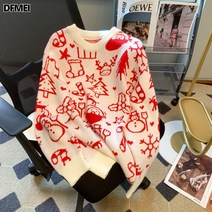 크리스마스 커플룩 겨울 커플 니트 위에 두꺼운 스웨터 추동ins 풀오버