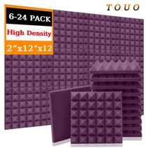 방음부스 TOUO 어쿠스틱 폼 패널 스튜디오 스폰지 홈 벽 트리트먼트 KTV 6 개 1224, 22.Purple  High Density6 Pcs W