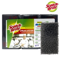 스카치브라이트 강력 블랙 스펀지 수세미 6개입 스텐 후라이팬 식당 주방도구 세척 설거지, 1개