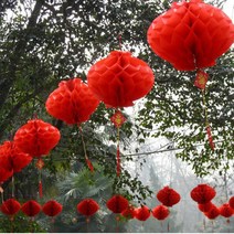 중식당 반점 중국홍등 모빌 한문 설날 상하이 새해 입춘대길 중화반점 중국 당나라 축제 30 개업 장식 결혼 경사 결혼식 용품 붉은 종이 플라스틱 초롱 샹들리에 조명 소품 슈퍼마켓용, 35 # 30cm 정도