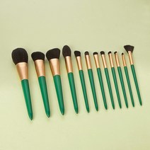 쉐딩브러쉬 SAIANTTH-잔디 그린 콘 휴대용 메이크업 브러쉬 세트 아이 립 팬 하이라이트 파우더 컨실러 화장품 도구 12 개, [01] opp bag