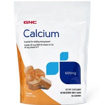 GNC 칼슘 600mg 60정 츄어블 비타민 D K K1 Calcium