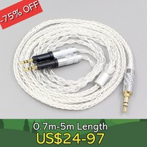 LN007468 4.4mm 6.35mm xlr 2.5mm 8 코어 투명 실버 도금 꼰 이어폰 헤드폰 케이블 오디오 테크니카 ATH-R70X, [08] 5m, [07] 4 in 1 plug