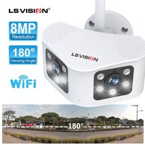 CCTV 보안 카메라 LS 비전 야외 4K 8MP 180 초광각 파노라마 와이파이 듀얼 렌즈 고정 IP 모션 감지 캠, [04] 8MP Add 128G Card, [02] 미국 플매트 카펫 러그