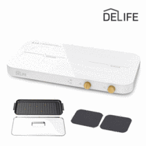 D-life 2구 인덕션 + 전용 와이드 그릴팬 + 인덕션 보호매트 2장 세트 화이트, HZA-ID2800 + HZA-ID2800GR