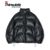 파르티멘토 비건 레더 3M 신슐레이트 페더리스 푸퍼 숏패딩 블랙 Vegan Leather Thinsulate Fatherless Puffer Short Padding Black