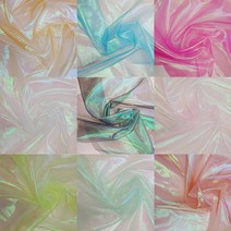 홀로그램 크리스탈 노방 촬영 배경 반짝이 한복 원단, 레드