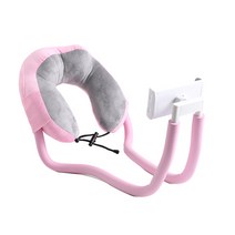 젤리피쉬 목베개 핸드폰거치대 침대 자바라 휴대용 목걸이 스마트폰 목 거치대, 핑크