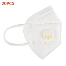 FFP3 KN95 마스크 PM2.5 얼굴 호흡기 입 밸브 방진 5 중 안면, 02 White 20pcs, 한개옵션1