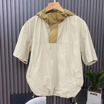 남자오버핏후드티 여름 캐주얼 후드 루즈 블라우스 셔츠 남성 트렌디 패션 올 매치 젊음 활력 툴링 반팔 탑