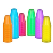 Exquisite Blacklight 파티 글로우 컵 - 120팩 56.7g(2온스) 다양한 색상 파티용 일회용 생일 블랙라이트 반응성 식품 네온, 60, 12 Ounce