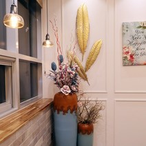 [ 창고대방출세일 ] 골드 나뭇잎 3P SET 철재 벽장식 소파 침대 복도 현관 콘솔가구위 카페 커피숍 웨딩샵 쥬얼리샵 호텔 모텔 로비 펜션 리모델링 초간단 인테리어, 벽 철제 장식 소품