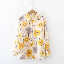 플라워 블라우스 꽃 무늬 패턴 프린트 셔츠 여성 봄