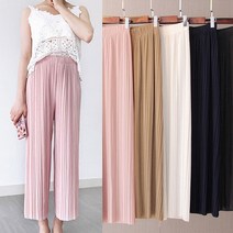 여성 여름 쿨링 냉장고바지 밴딩 주름바지 플리츠 와이드팬츠