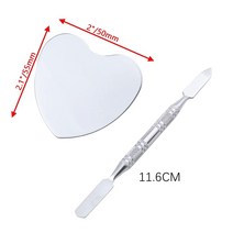 스테인레스 스틸 메이크업 팔레트 믹싱 컬러 블렌딩 크림 파운데이션 아이 섀도우 하트 모양 믹서 핑거 링로드 도구, [03] heart set of 2pcs