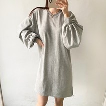 SALE 빅사이즈가능 베퍼 벌룬소매 퍼프 루즈핏 면원피스