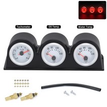 유면계 유량계 52MM 3 In 1 오일 압력 게이지 오일 온도 게이지 수온 게이지 전압계 타코미터 범용 트, 08 TAG14-RL