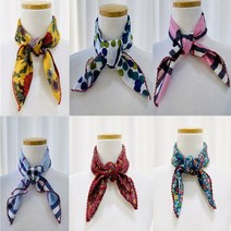 뜨개 자수 손수건 쁘띠 면 레이스 스카프 사계절 활용 선물 러블리 화려한 플라워 꽃무늬 나염 예쁜 컬러 마후라 목도리 간절기 여자 미니 숏 손목 가방 목 간편 패션 소품 스타일링