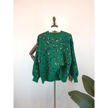 윤스토어 [무료배송!!!] 가을 겨울 여성 라운드 레오파드 패턴 루즈핏 긴팔 니트 티셔츠