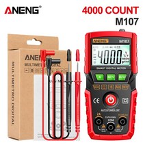 디지털멀티미터 ANENG M107 테스터기 디지털 multimeter 4000 카운트 자동 멀티 미터 전압 전류 저항 테스, 02 M107 Red with box