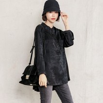 M842 로즈실크 루즈핏 차이나카라 A라인 롱 블라우스 셔츠