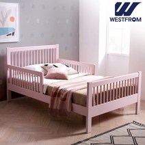 웨스트프롬 뮤뮤 고무나무 원목 가드 침대 SS 슈퍼싱글(하단 서랍장 별도 구매), 인디핑크, 프레임단품(서랍미포함)
